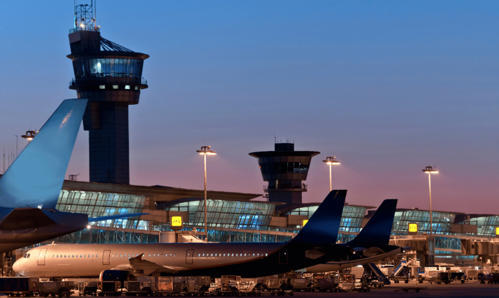 Airport Control Tower and aircraft