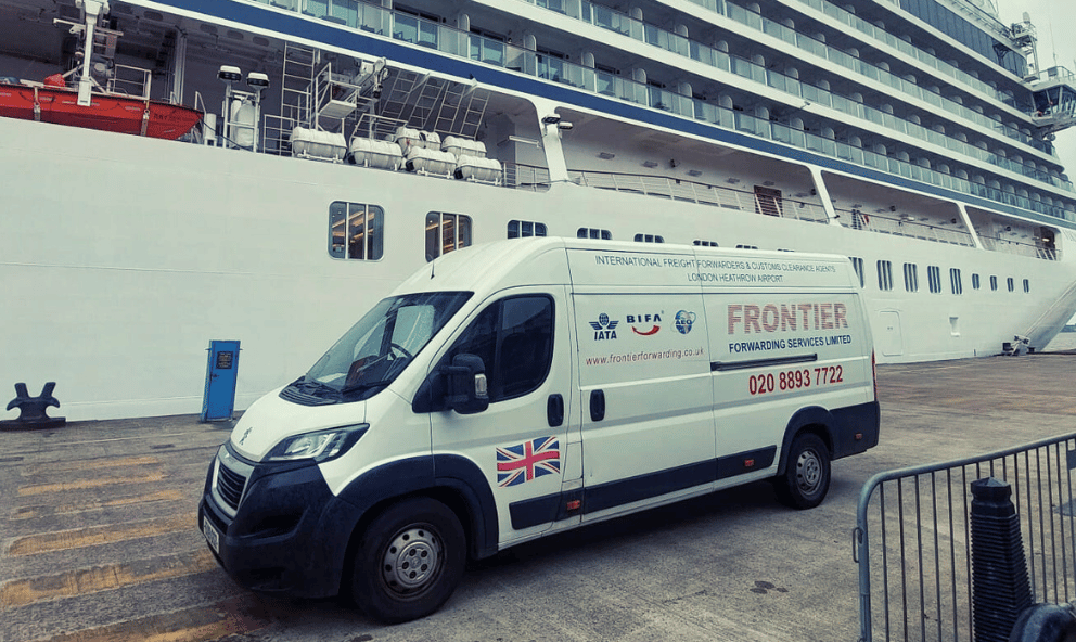 Frontier Forwarding vehicle making quayside delivery